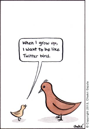 Baby bird to mama bird 'When I grow up, I want to be like Twitter bird'